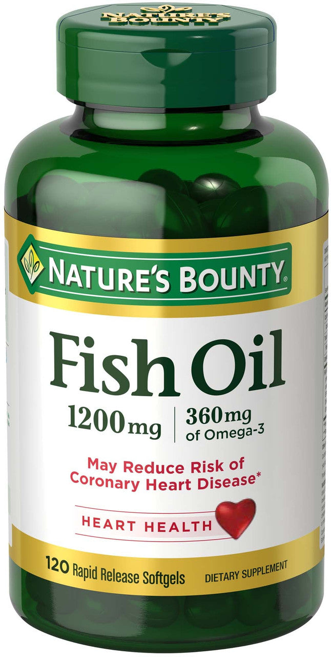 Natures Bounty Omega-3, Fish Oil 1200 Mg Softgels, 120 Ea